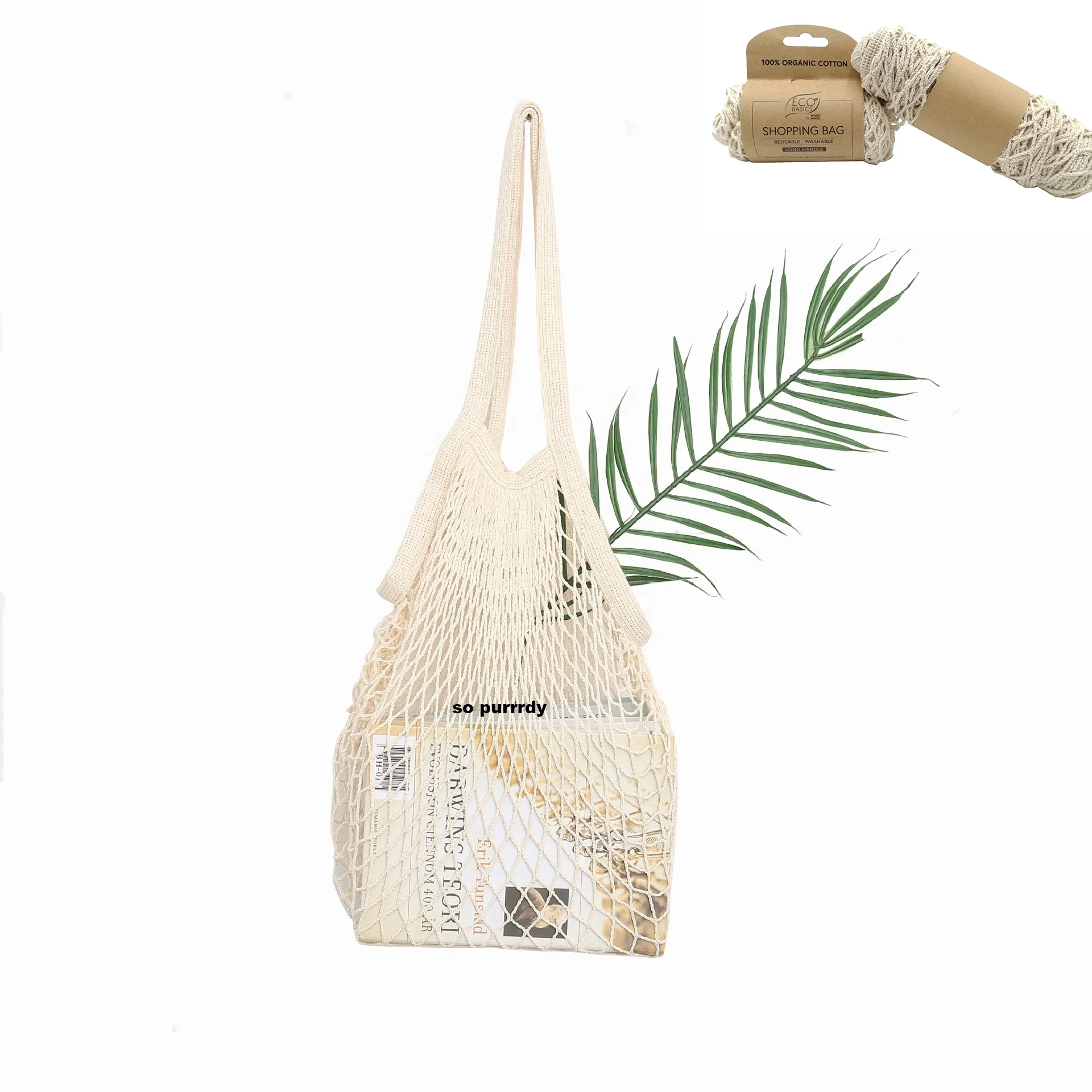 
Экологичная многоразовая продуктовая сумка SopurrrdyEco с пользовательским логотипом, нулевые отходы, многоразовая пляжная Сетчатая Сумка из 100% хлопка, крем 