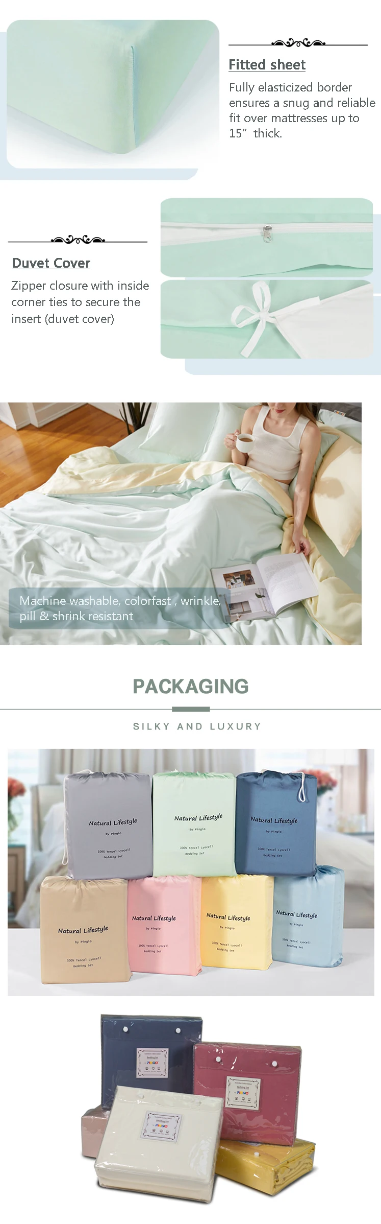 Lyocell Solid Color 100 Tencel Bedding Set Your Custom Design