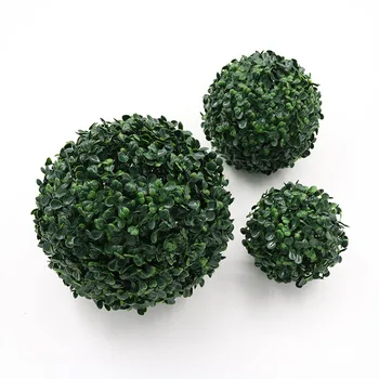 Home Garden Wedding Greenery Plastic Hanging Plant Artificial Boxwood Topiary Grass Ball