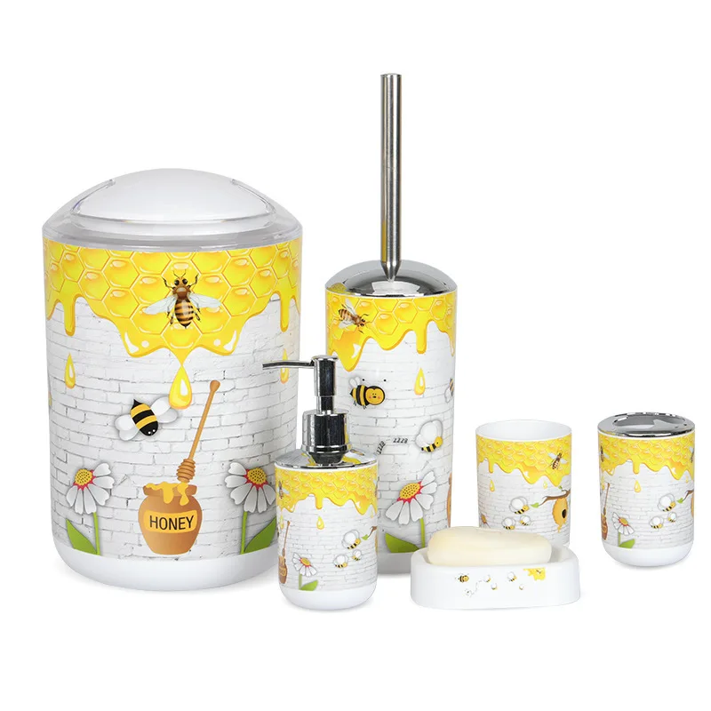 Оптовая продажа от производителя 6 штук диспенсер для мыла набор аксессуаров ванной комнаты пластиковые