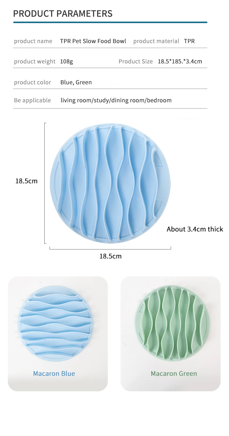High Quality TPR Pet Bowl Fun Weight Loss Eating Anti-Choke Soft Wave Slow Feeder Bowl factory