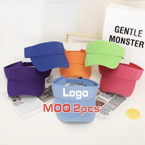 Custom Logo Print Unisex Outdoor Summer UV Protection Cap Adjustable Man Sports Beach Hat Sun Shade Solid Color Sun Visor Hat