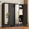 Armadio in Metallo Nero con Specchio