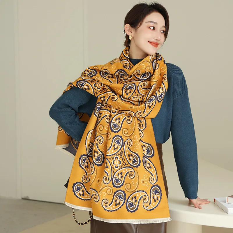Scarf Women Winter Scarf Pashmina Shawls Wraps Thick Cashmere Scarves Warm  Thick Blanket Horse Printed Shawl and Wraps
