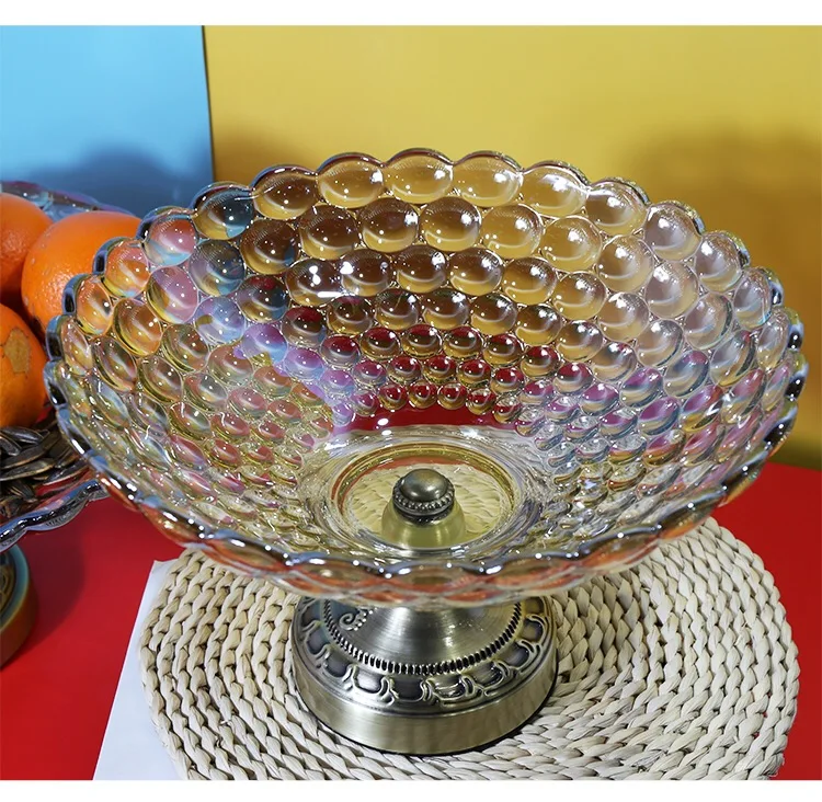 ボヘミア　クリスタルボウル　フルーツ皿 ガラスボウルひまわりフルーツクリスタルボウル刻印ボヘミア