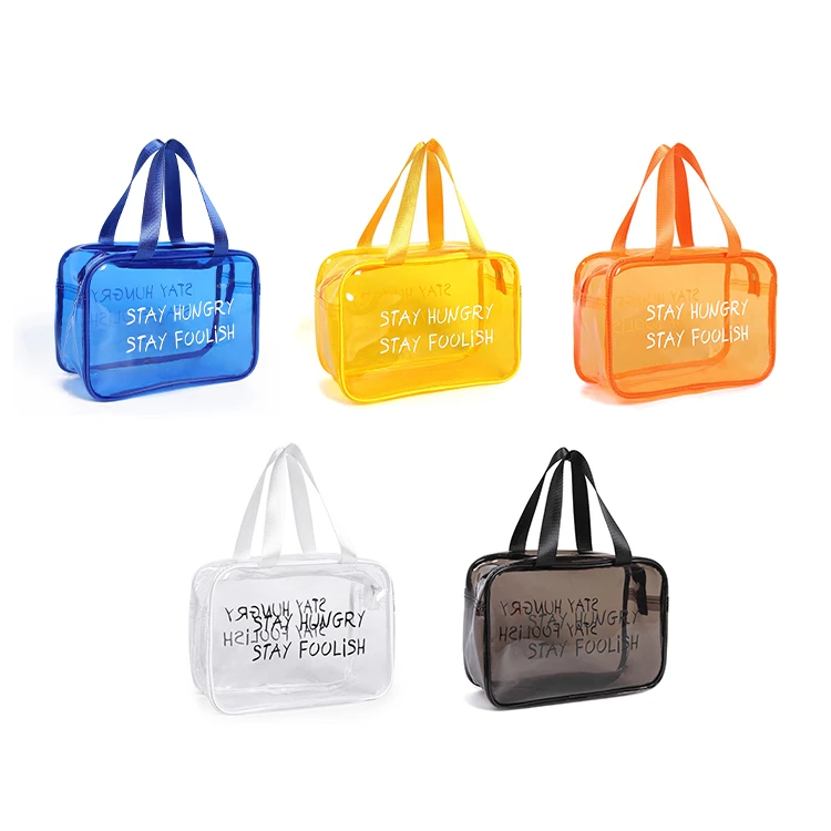 New Style Swimming Fitness Clear Transparent Toiletries Makeup Bag Waterproof Portable PVC Make up Cosmetic Bags for Wash Shower