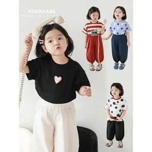 LX0056 Fashion Custom Design Cartoon Print Kids Girls T Shirt Soft Child Girls Tshirts and Tops Toddler Oversized T-shirts