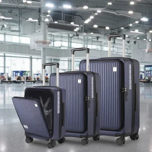 Trendy Unisex ABS PC Trolley Luggage Stylish Carry-On Suitcase Set Front Open Design Spinner Caster TSA Including Laptop Bag