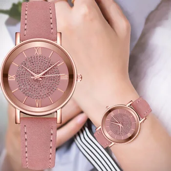 Fashion Alloy Cheap Starry Frosted Leather Strap Ladies Watch Factory Spot Wholesale Custom LOGO Women Gift Quartz Watches