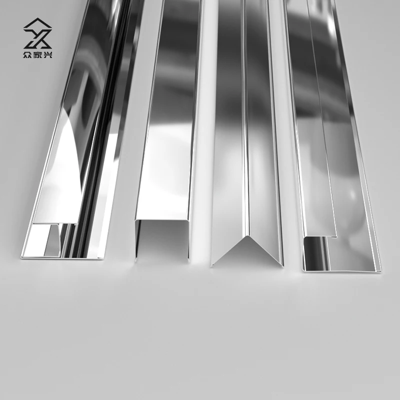 Supplier Wholesale Silver Polished stainless steel stair parts edge trim Metal Wall Decorative Tile Trim manufacture