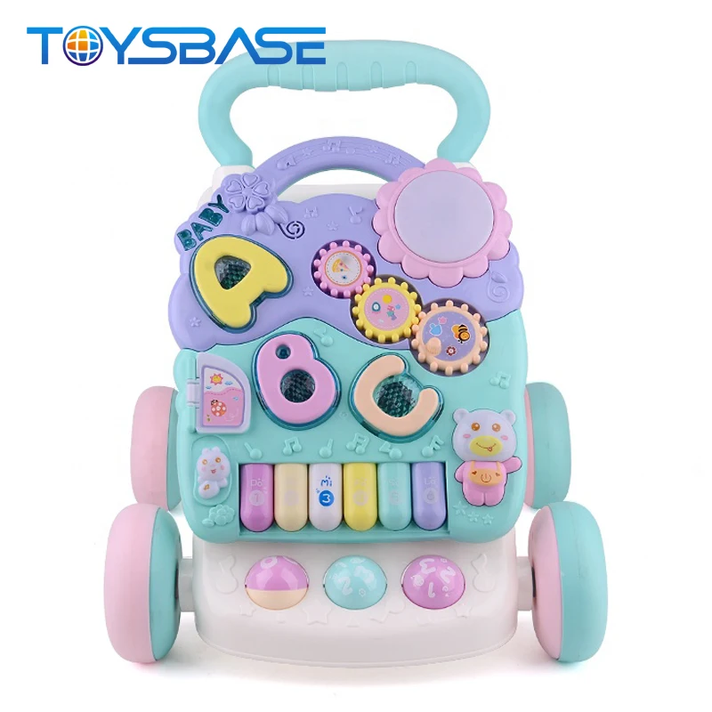 2 in 1 Adjustable Musical Learning Table Trolley Baby Walker Activity Toy
