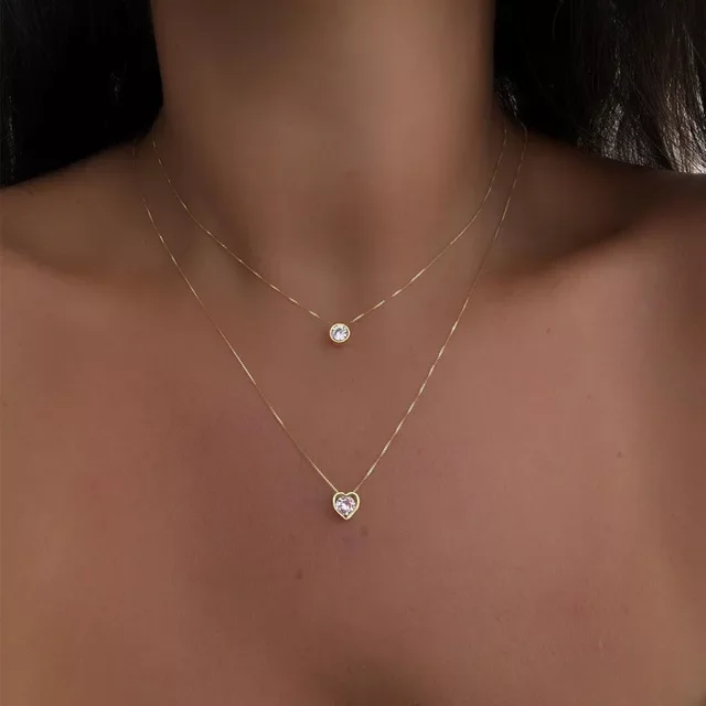 Single Stone Solitaire Cz Cubic Zirconia Delicate Dainty Box Chain 925 Sterling Silver Bezel Heart Single Stone Star Necklace