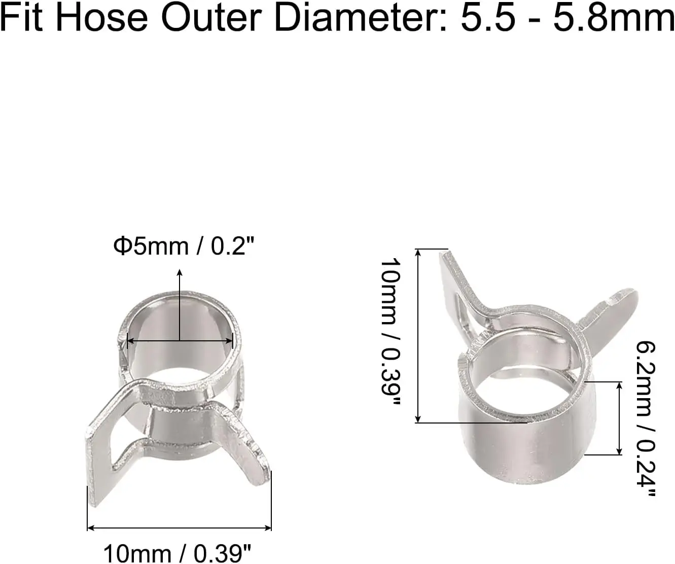 QUARKZMAN 16 Stück Federband-Schlauchklemmen 5mm – Aus 65 Mangan, Verzinkt, Für Kraftstoff-, Vakuum- & Wasserleitungen (schwarz)