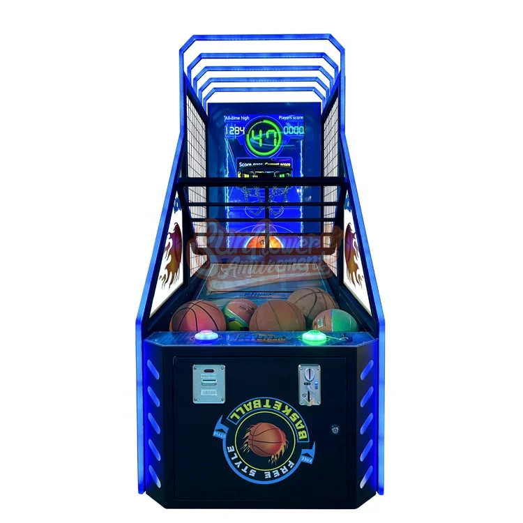 Coin Operated Kids Arcade Game Machine Electronic Indoor Sports Mini Basketball Shooting Game With Screen