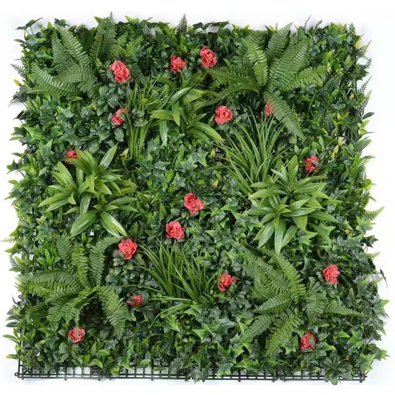 Наружная УФ-защита искусственная пластиковая трава растение настенное ограждение вертикальные садовые панели