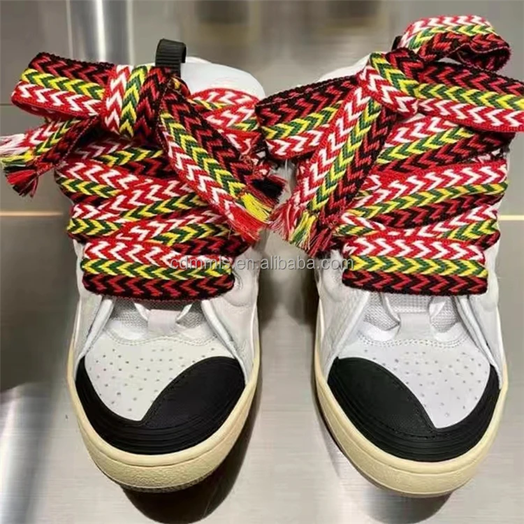 Women's low heel sneakers personalized color contrast casual fashion shoes lace up flat bottom custom large women's shoes