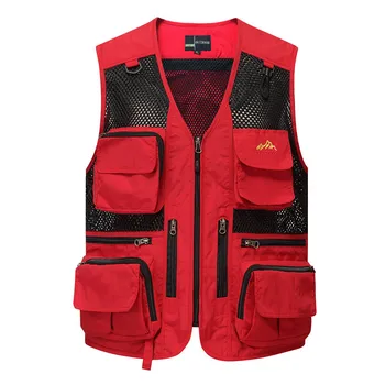 Men Work Vest Multifunction Vest Gilets Lightweight Protection Fishing Vest Ripstop Fabric 100 % Cotton Canvas Unisex Winter