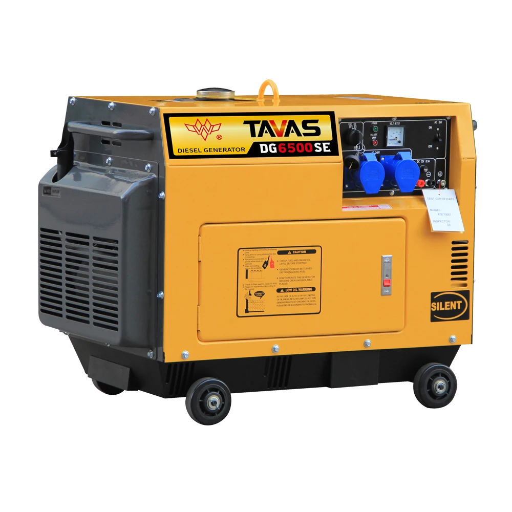 TAVAS 5KVA Silent Diesel Generator With 5KW Alternator Three Phase 50Hz Single-Cold Copper Radiator Direct Current Output