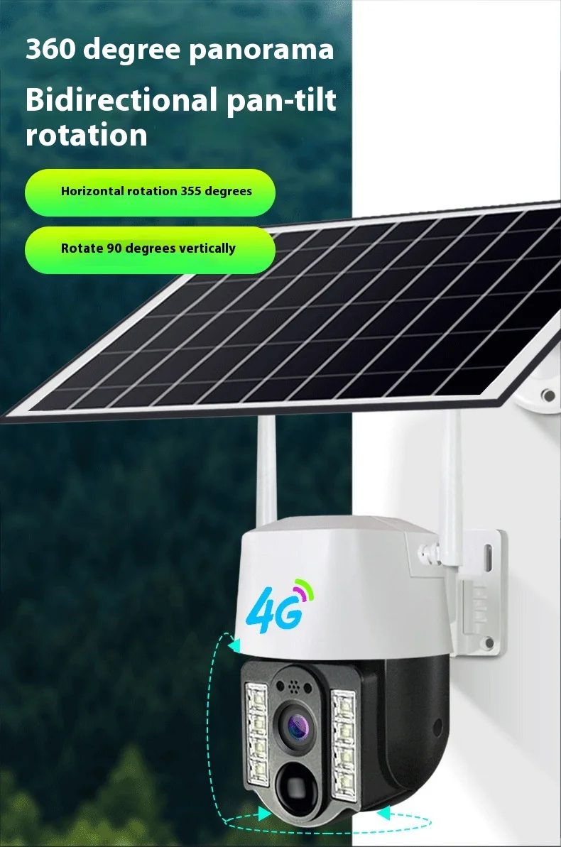 WiFi 4G 1080P IP HD Outdoor Security Camera Set Solar Panel Easy Mounted for Farm Field CMOS Sensor Cloud Data Storage Option