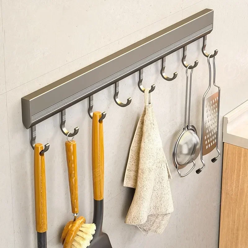 Kitchen Utensil Rack With Slidable S Hooks For Hanging Pots And