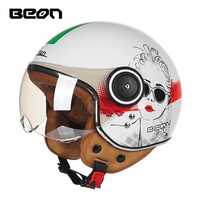 BEON Vintage Style Open Face Motorcycle Helmet for Men & Women