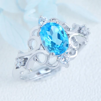 Xinlongten Brand 925 Sterling Silver Natural Stone Topaz Ring Gold Plated Cz Cubic Zirconia Rings Jewelry Wholesale