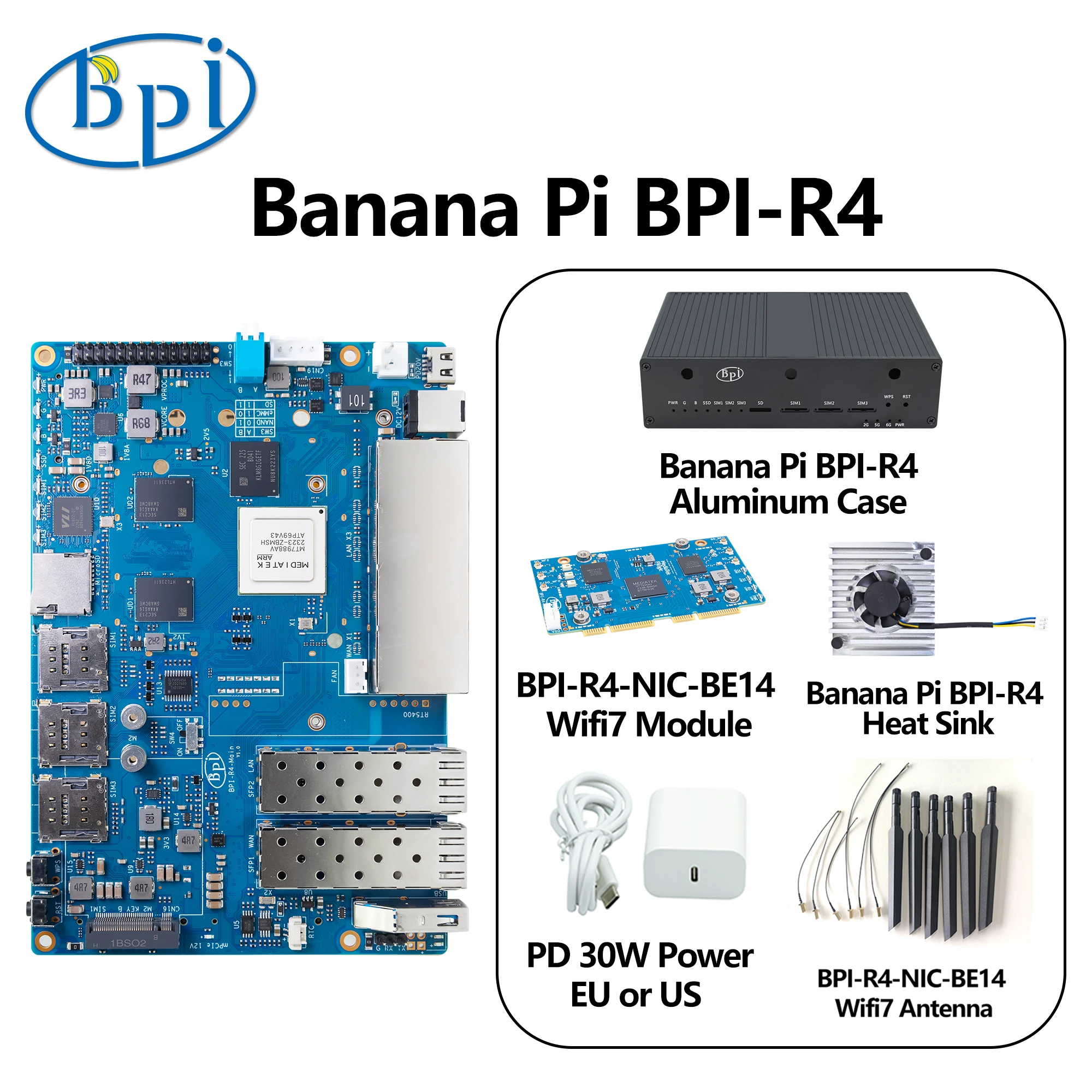 バナナパイ Bpi-r4 Mediatek Mt7988a (880) クアッドコア Arm Corex 