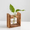 Vaso a Cuore Singolo, Supporto in Legno Antico Bruciato