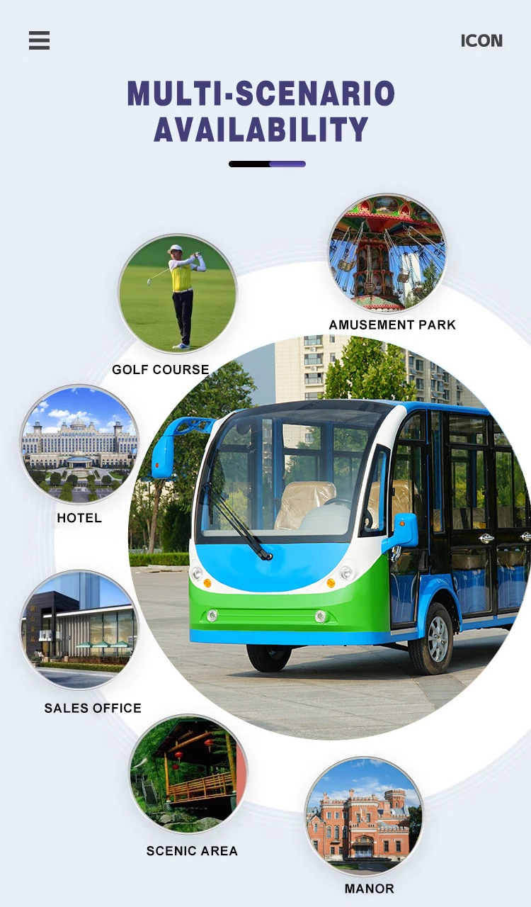 Sightseeing Car Free Shuttle Pure Electric Car Green Transportation 14 Seats Passenger Golf Carts With Good Quality manufacture