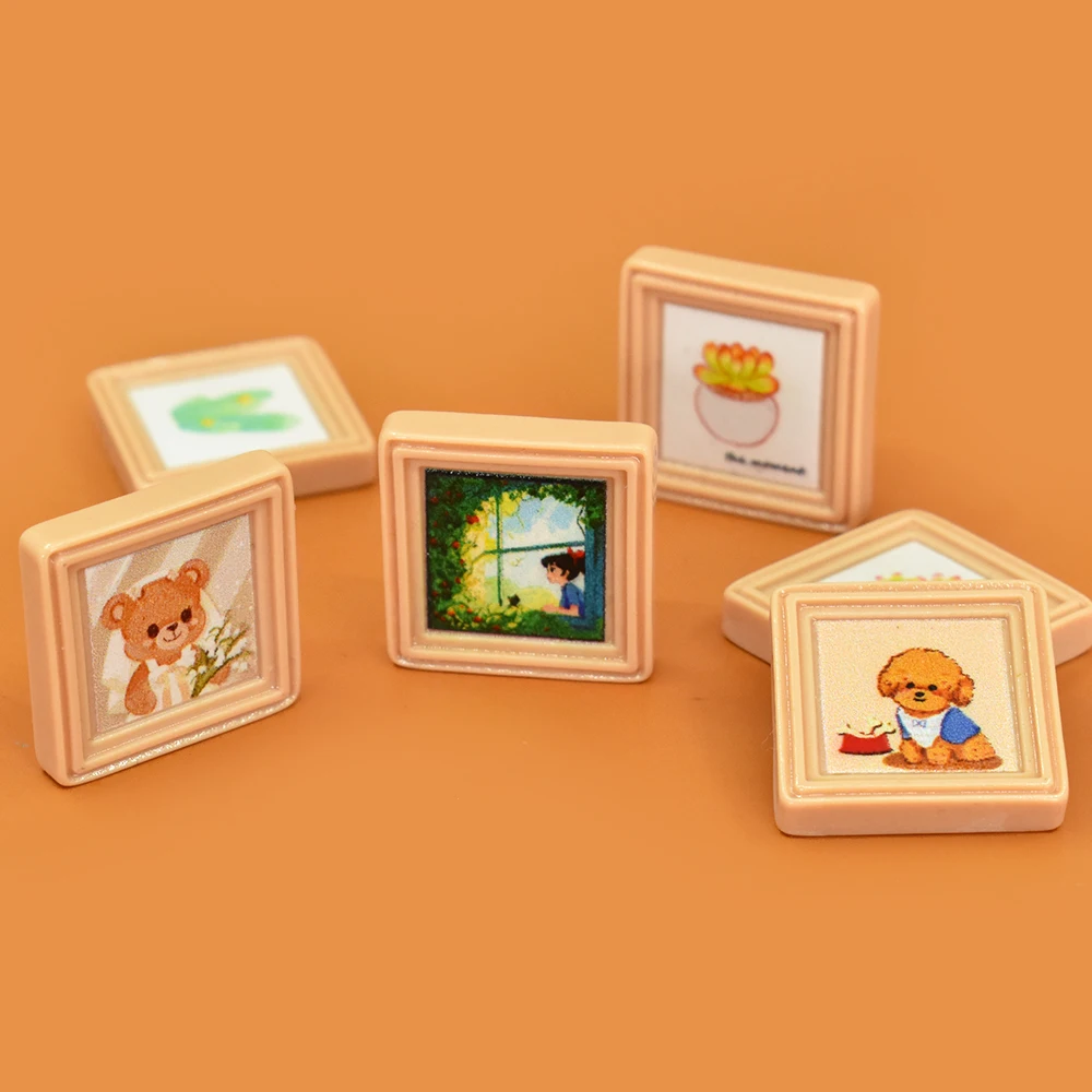 Miniature Oil Painting Picture Frame Resin Charms for DIY Scrapbooking Refrigerator Magnet Slime Filler