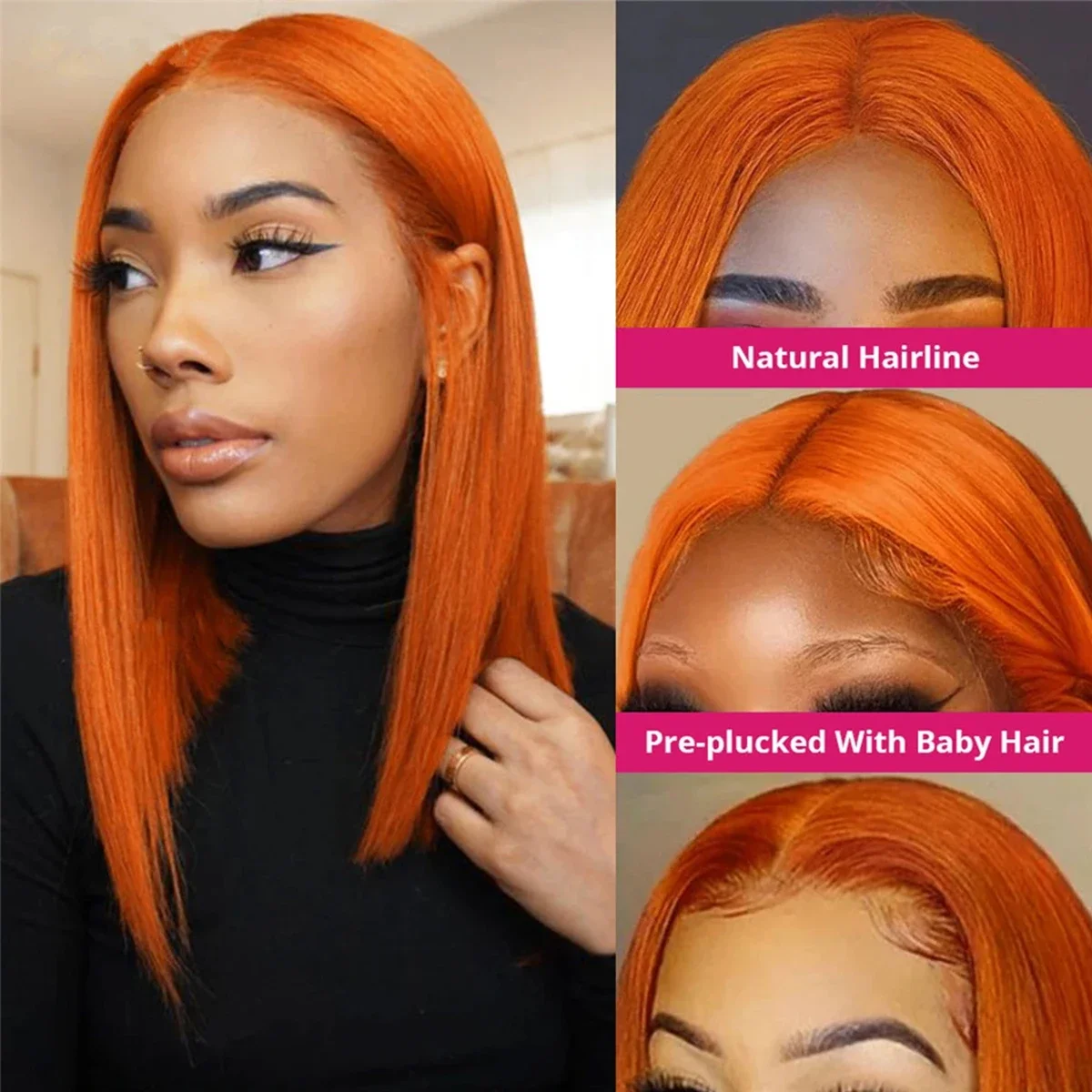 Peluca bob de pelo humano borgoña lace front sin pegamento_voghion.com