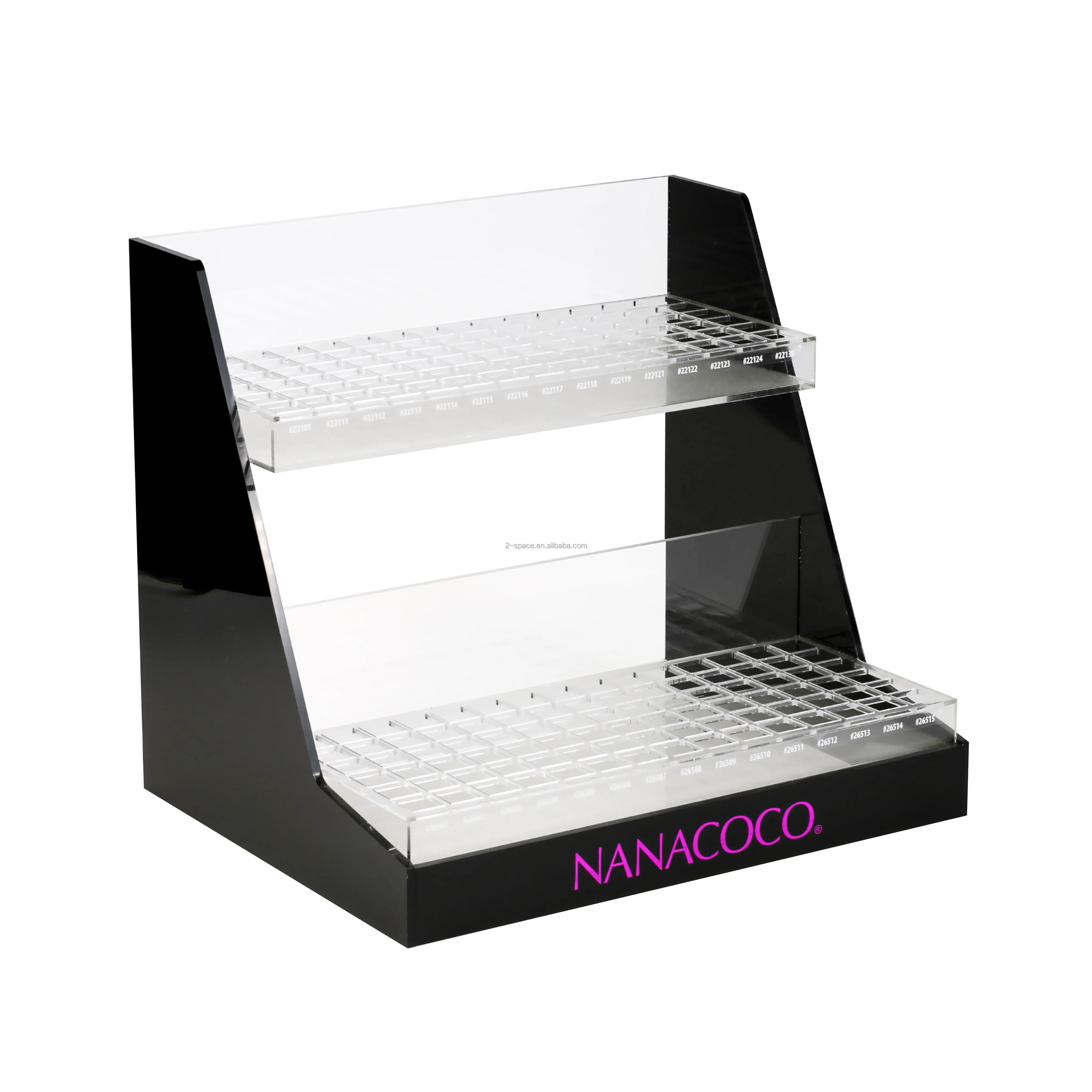 2 Tier Lucite Cosmetic Display Shelf Customized Acrylic Perfume