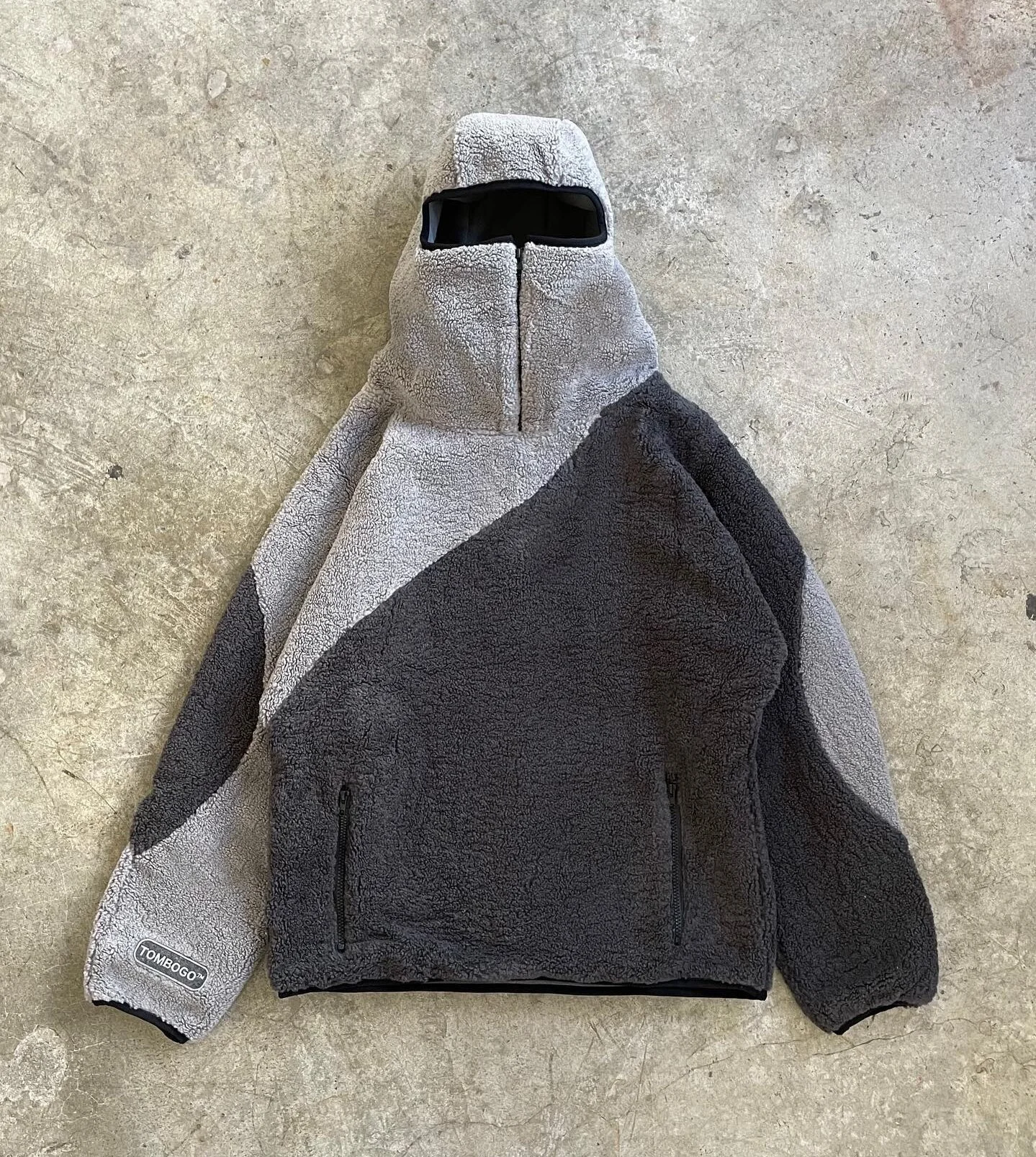Custom Relaxed Fit Cotton Pullover Thick Blank Patchwork Fluffy Half Zip Fleece Ninja Masked Winter Sherpa Menn Hoodie With Zip gallery 3