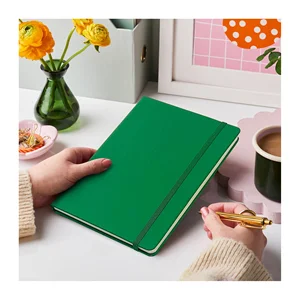 Green Hardcover Promotional Notebook Fast Delivery Low MOQ School A5 PU Leather Journal Sewing Binding Sale