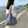 Gilet a pois ondulati azzurro