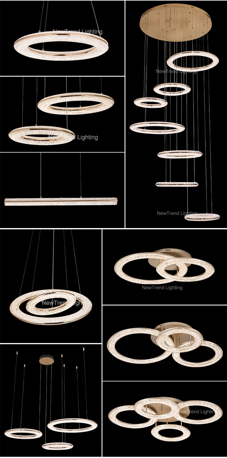 lc9880 indoor decoration round pendant light living dining room restaurant staircase home villa acrylic ceiling led ring chandelier-2