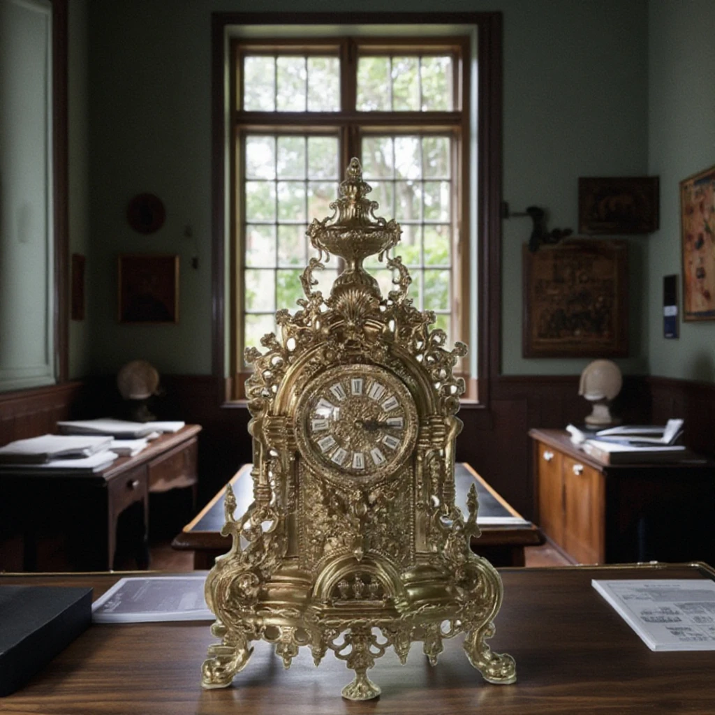 Custom Brass Table Clock and Candlestick Luxury Exquisite Retro Desk Clock and Candlestick