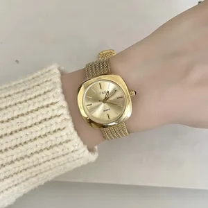 Ladies Quartz Watch Gold Women Round Wristwatch Stainless Steel Luxury Women Watch
