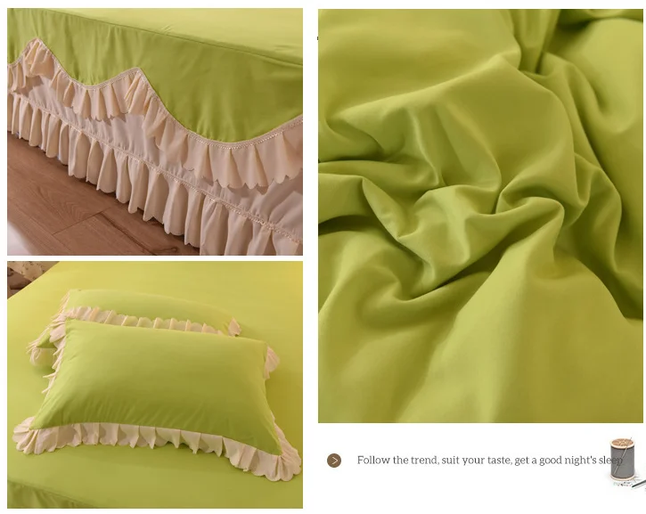 4pcs Korean Princess Skin Friendly Thickening Microfiber Bed Sheet Set