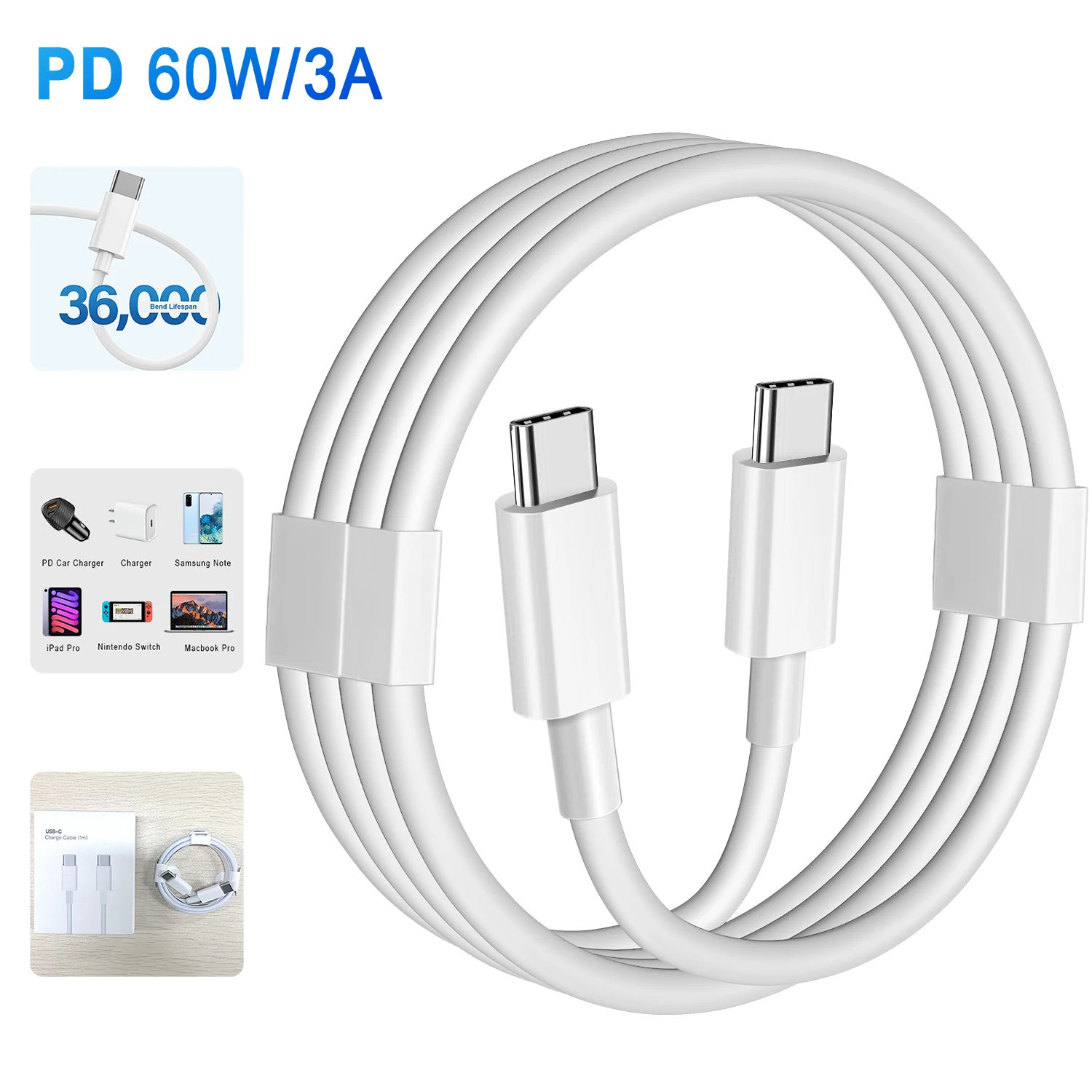 Custom Power Communication Mobile Phone Flex USB Type C Fast Charging Data Cable