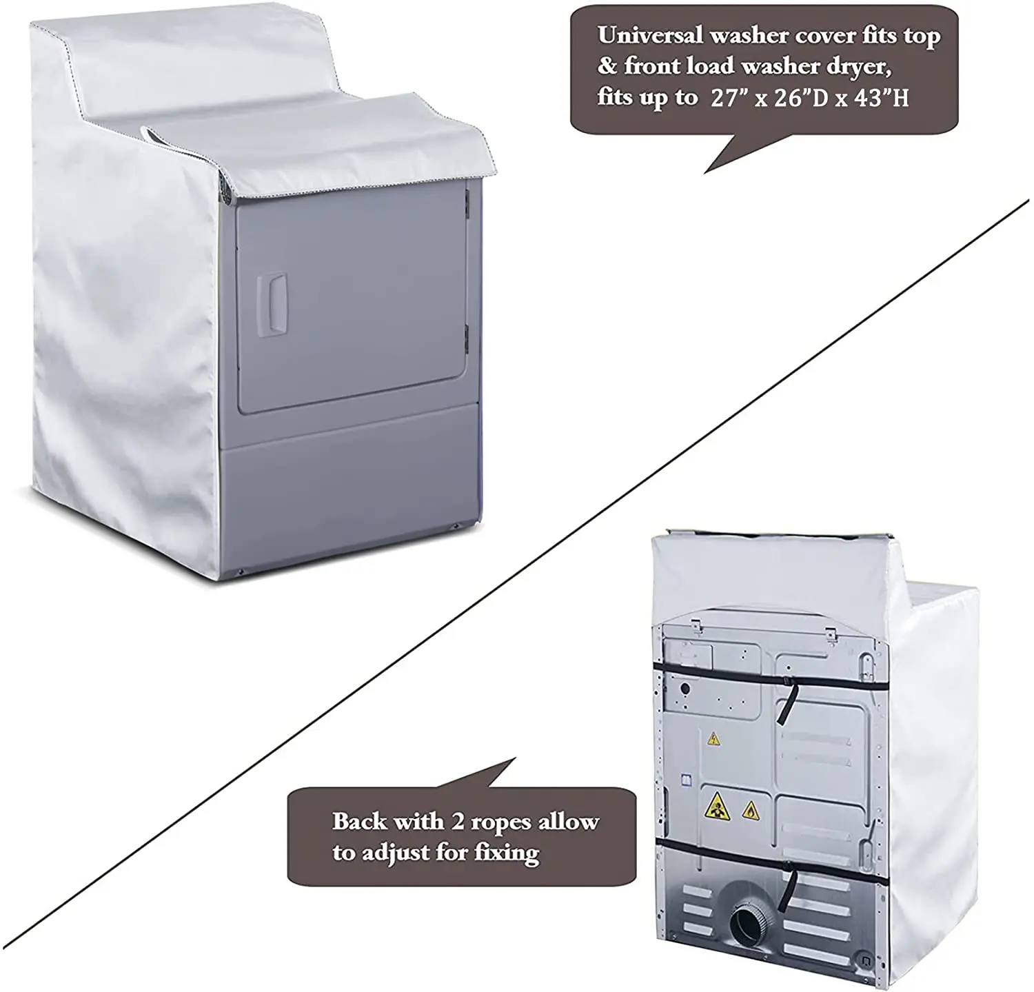 Waterproof Dryer W27*d26*h43in Silver Washing Machine Accessories Machine Washer Dryer Washing