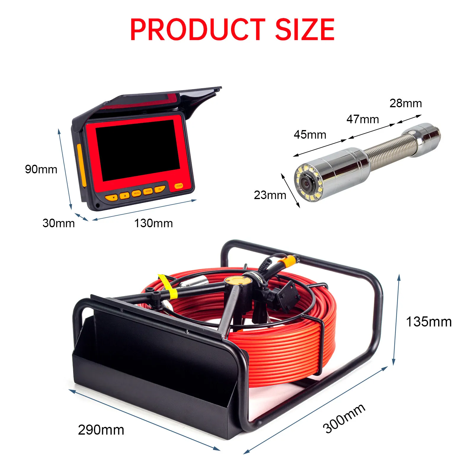 Factory Direct Sales Sewer Camera 4.3-inch Color Screen Sewage Pipe Camera Sewage Pipe Drain Detection Endoscope 16GB Video Recording