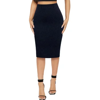 Elegant and intellectual slim fit knee-length skirt for women 2024