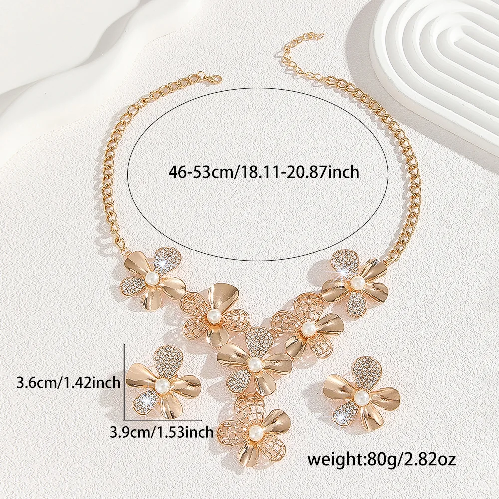 Elegant Gold Rhinestone Drop Earrings Set