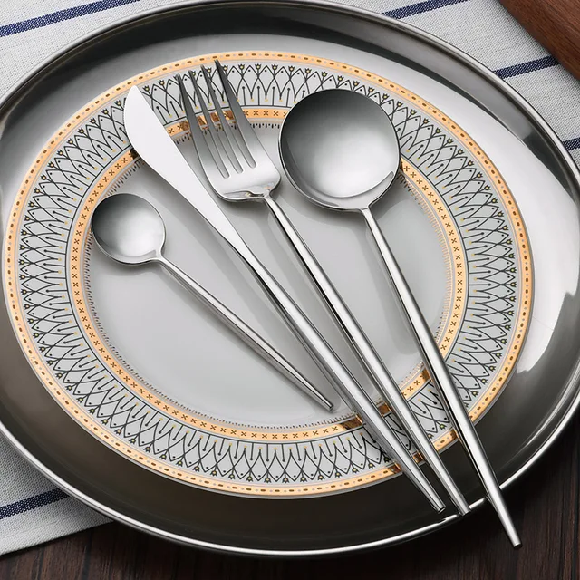 Luxury 18-10 food grade cutlery set silverware knife spoon fork set