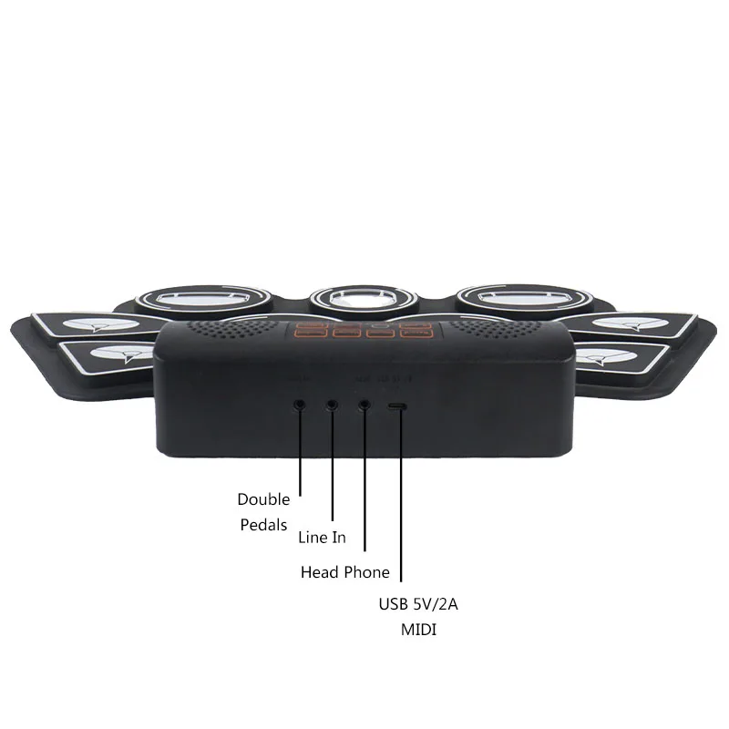 Electronic Roll up Drum Set Kit Educational Music Toy Drum Foldable Usb Mini Percussion Instrument for Practice