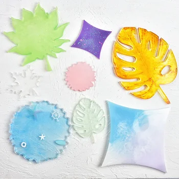 D293 DIY leaves silicone coasters mold tea cup coffee cup coasters mold