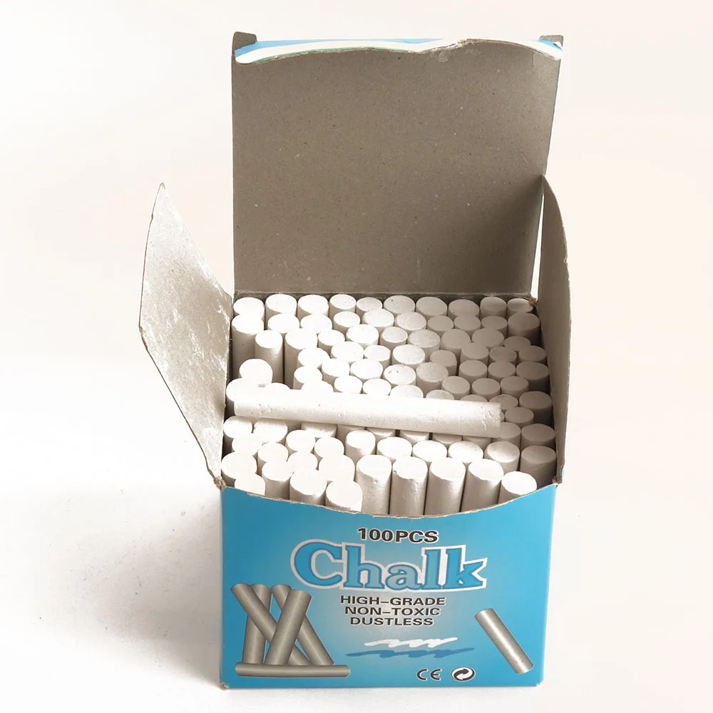 Study Time 100pcs Dustless Chalks Sidewalk Chalk White Support Custom Packaging