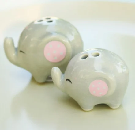 Little Peanut Ceramic Elephant Salt and Pepper Shaker Set Baby Shower Favors Party Supplies