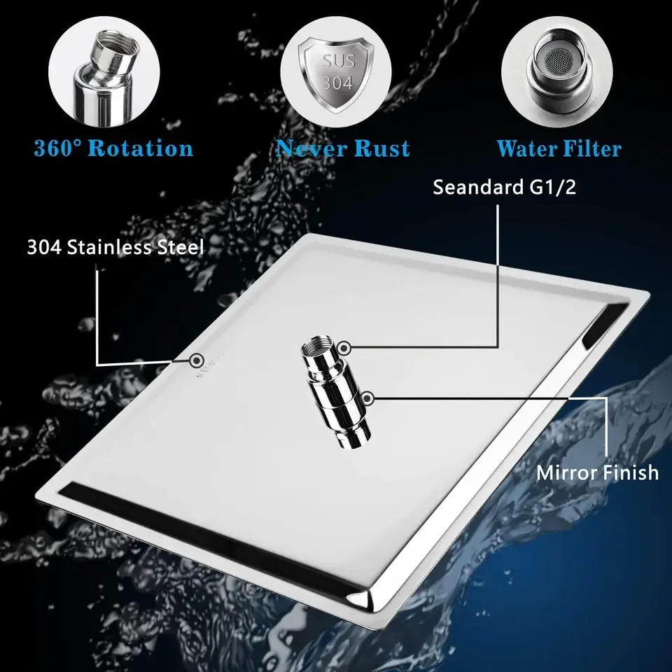 Ducha Superior High Pressure Overhead Rain Shower 8 Inch Ultra Thin 304